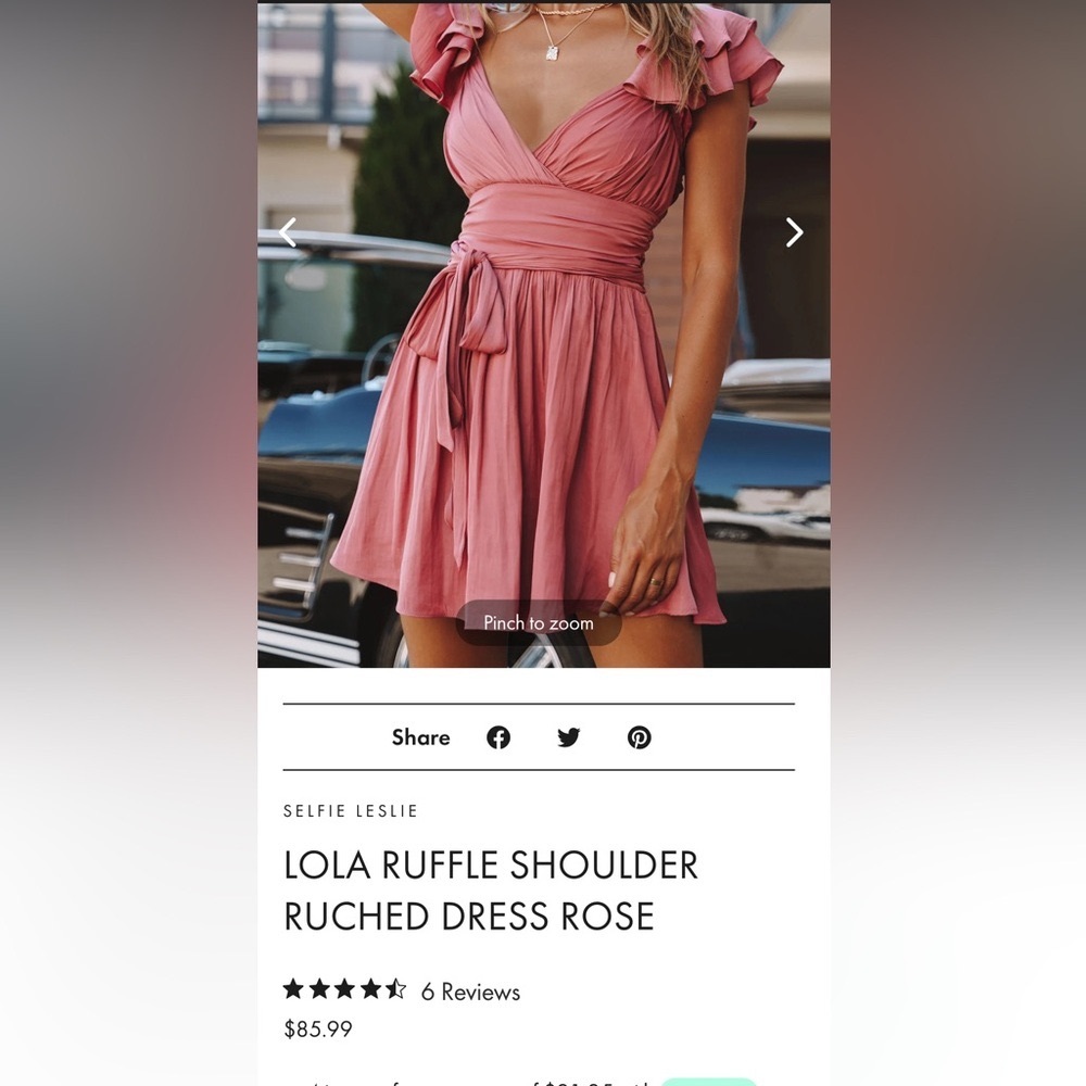 Lola Ruffled Shoulder Ruched Dress - Rose